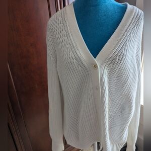 Classic White Knit Cardigan Sweater